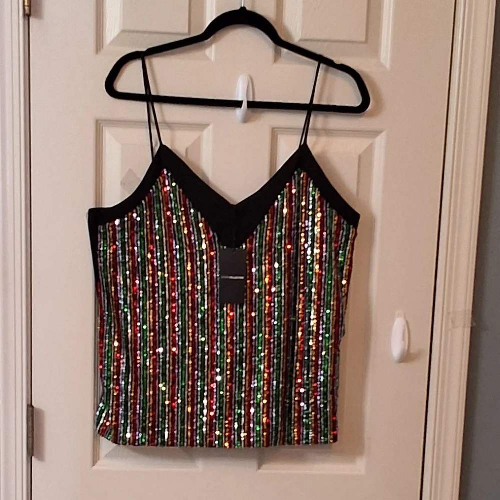 Sequin Women's Camisole Concert Elegant Wear Metallic Resortwear Vacation - Picture 7 of 14
